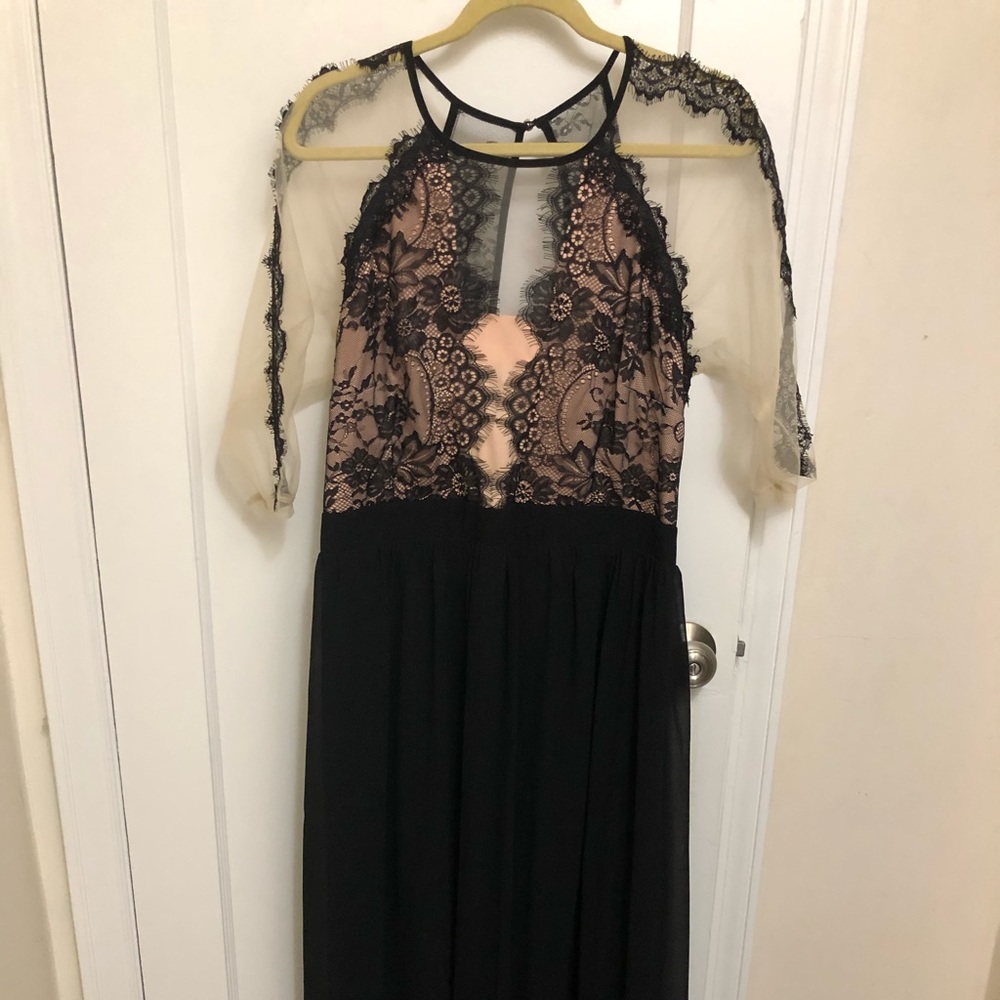 Little Mistress Maxi Dress Sheer Lace Top